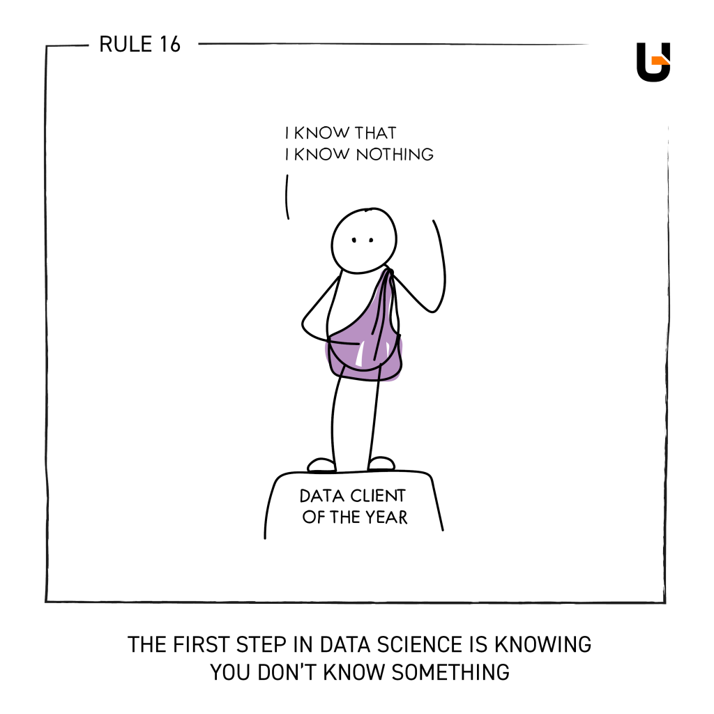 The first step in data science is knowing you don't know something - illustration comic